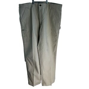 Men Carhartt 42x33 Dungaree Tan Canvas Pants Utility Outdoor Carpenter‎